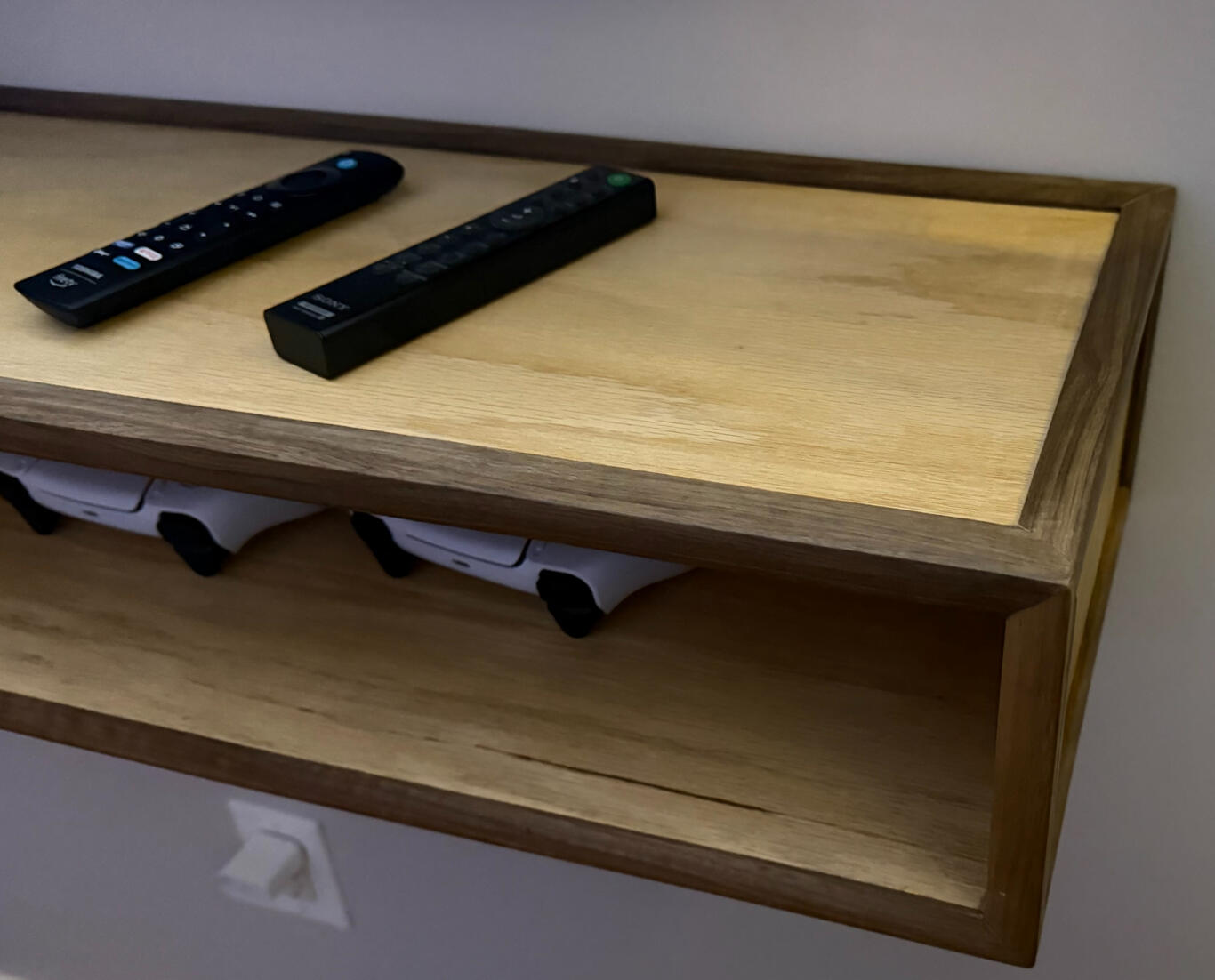 Oak/Walnut floating shelf. Oak/Walnut floating shelf.